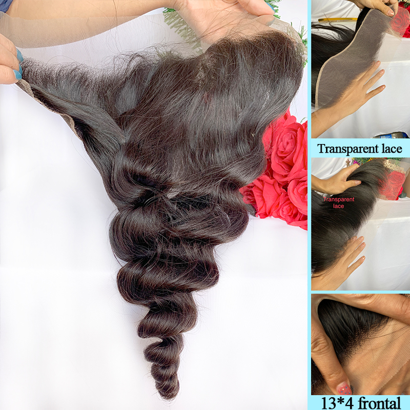 Csqueen 9A Loose Wave 13*4 Transparent Lace Frontal Free Part Human Hair